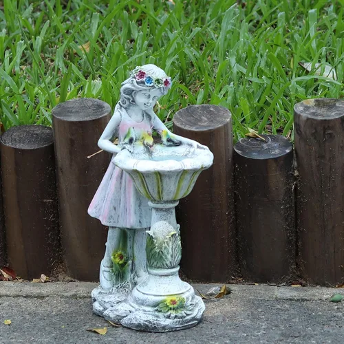 Vista 6 de Voveexy Estatua de Jardín de Hadas, Figura Solar de Ángel de Jardín, Decoración al Aire Libre, Escultura de Ángel de Resina Impermeable para Patio