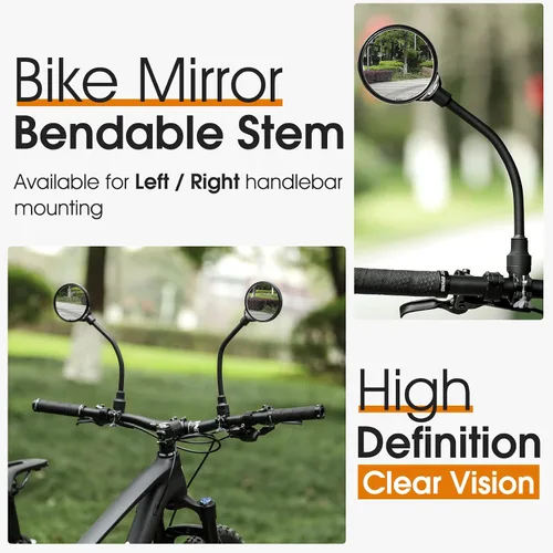 Vista 7 de West Biking Espejo de bicicleta para manillar, espejo retrovisor giratorio ajustable para bicicleta, espejo de seguridad convexo acrílico de gran