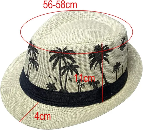 Vista 5 de JK Home Sombrero de paja hawaiano Fedora para hombres y mujeres unisex Trilby Panamá verano sol jazz disfraz de fiesta