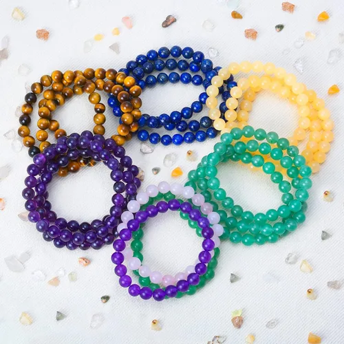 Vista 9 de Bling Jewelry Juego de 3 pulseras elásticas unisex apilables con cuentas redondas de 0.315 pulgadas para mujeres, adolescentes y hombres, multihebra