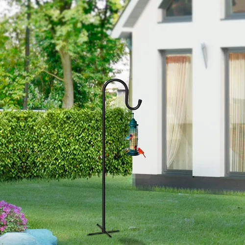 Vista 4 de Ganchos de pastor de 5 puntas para exteriores, ganchos de jardín de hierro resistente para plantas colgantes, comederos de pájaros, linternas, luces