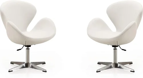 Vista 29 de Manhattan Comfort Raspberry - Silla giratoria ajustable con giro de 360°, base de cromo pulido, diseño retro moderno, asiento versátil ideal