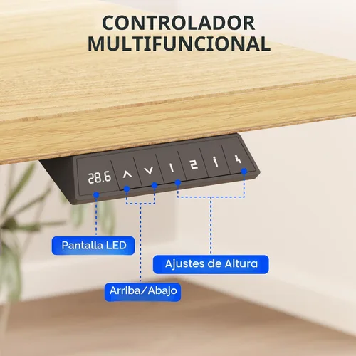 Vista 8 de FLEXISPOT EN2 Escritorio de pie de una pieza entera de 48 x 30 pulgadas con regleta eléctrica, arce Parte superior de arce + marco blanco