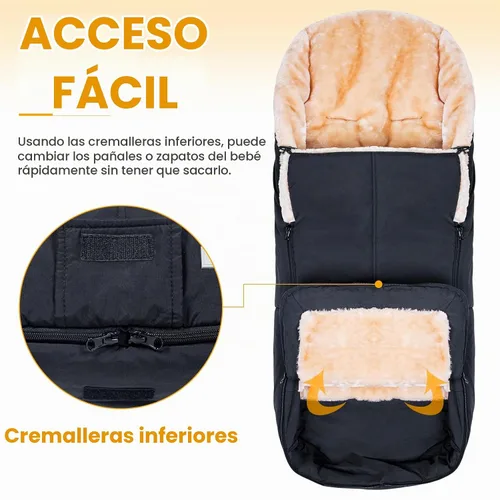 Vista 5 de Orzbow Saco para cochecito, bolsa universal para bebé, manta resistente a Negro