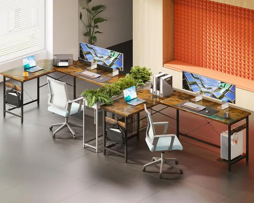 Vista 4 de Coleshome Escritorio para juegos más grande en forma de L de 66 pulgadas, escritorio de computadora esquinero, mesa de computadora resistente