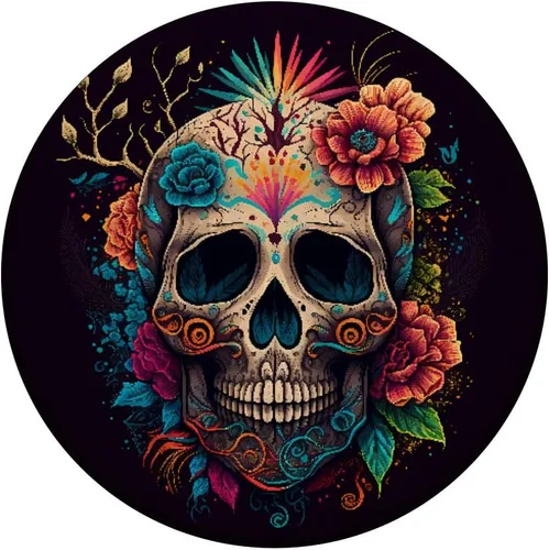 Vista 3 de PopSockets de flores de calavera de azúcar intercambiables PopGrip