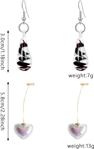 Vista 4 de Pendientes colgantes colgantes hechos a mano con forma de gota de agua en espiral Lampwork Moda de cristal