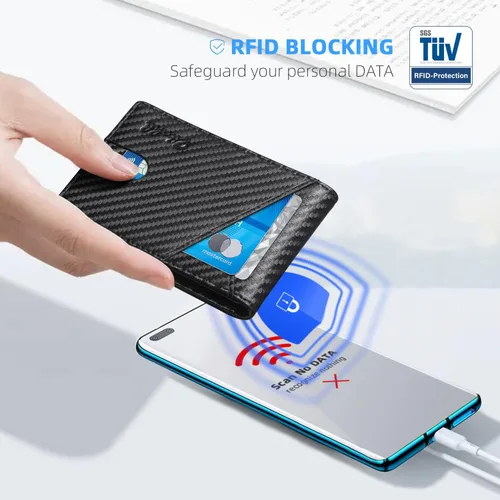 Vista 100 de Zitahli - Billeteras delgadas RFID para hombres, billetera de cuero flexible con clip de dinero, cartera minimalista con bolsillo frontal