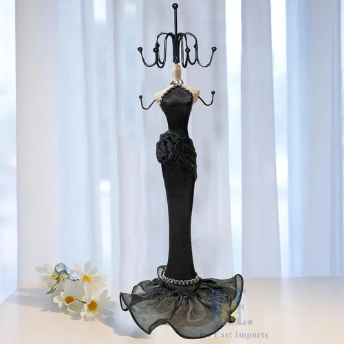 Vista 5 de Soporte de joyería de 15" Maniquí Collar Display Organizador (negro)