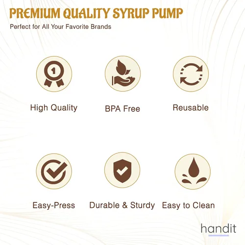 Vista 3 de HANDIT - Bombas dosimadoras de oro para jarabe de café Se adapta a botellas de plástico de 750ml/25.4oz Torani, Skinny, Davinci y Monin de 33.8oz