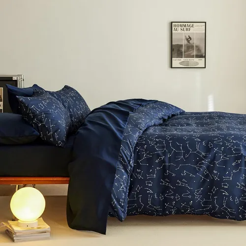 Vista 2 de Wake In Cloud - Juego de funda de edredón de constelación, astrología espacial de galaxia celestial para adolescentes, niños y niñas, ropa de cama