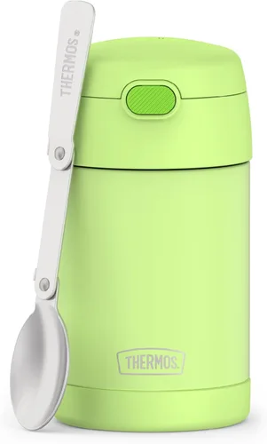 Vista 8 de THERMOS Funtainer - Tarro de alimentos aislado de 16 onzas, tarro de comida para niños con cuchara plegable, azul denim