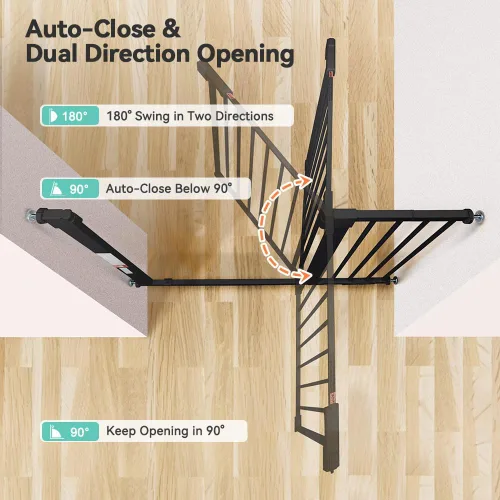 Vista 4 de COMOMY Puerta de seguridad para bebés de 29.5-43.3 pulgadas, puerta de seguridad extra ancha, puerta de perro de cierre automático para puertas