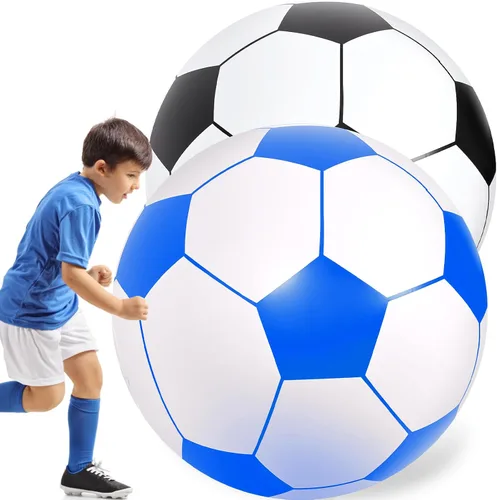 Vista 11 de Lewtemi 2 pelotas de fútbol inflables gigantes de 40 pulgadas, globos de playa grandes y enormes globos de fútbol, deporte, fiesta de cumpleaños