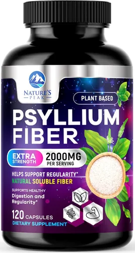 Vista 10 de Cápsulas de cáscara de psyllium – Polvo de cáscara de psyllium premium de 2000 mg por porción suplemento – Píldoras de fibra soluble natural – Apoya