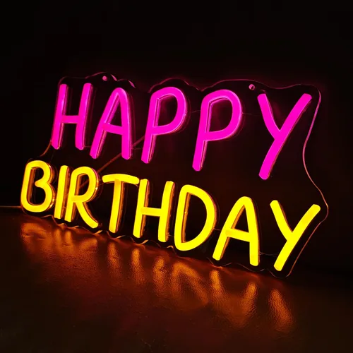 Vista 7 de Letrero de neón de feliz cumpleaños, tablero de luz brillante de feliz cumpleaños, tablero de luz de neón de feliz cumpleaños, adecuado para todas