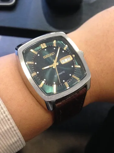 Vista 4 de SEIKO Automatic Watch for Men - Recraft Series - Brown Leather Strap, DayDate Calendar, 50m Water Resistant