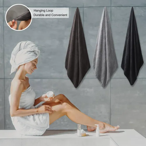 Vista 6 de Ferdilan Juego de 4 toallas de baño de gran tamaño de 35 x 70 pulgadas, toallas de baño extra grandes y suaves de 600 GSM, toallas de secado rápido