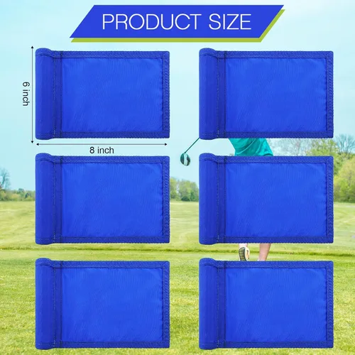 Vista 4 de Oudain 6 banderas de golf con tubo insertado, impermeable, banderas de golf de nailon 420D, banderas de mini pin para patio, interior, exterior Azul