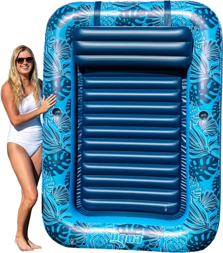 Vista 10 de Aqua Inflatable Tanning Pool Lounger, Premium Pool Float with Cupholders and Removeable Pillow for Relaxation and Fun