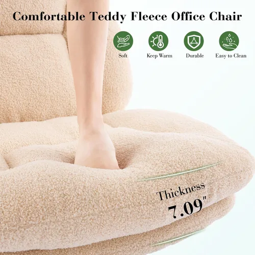 Vista 5 de Silla cruzada gruesa, acolchada, ergonómica, con patas cruzadas, con ruedas, silla giratoria sin brazos, altura ajustable para computadora