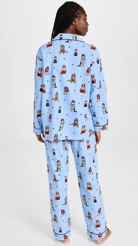 Vista 3 de PJ Salvage Conjunto de pijama de franela para mujer Azul (Ice Blue)