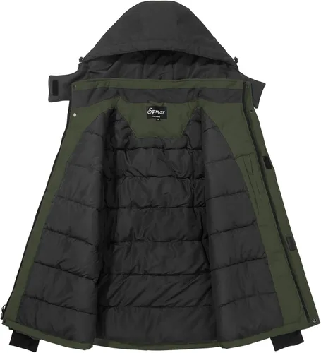 Vista 2 de Spmor Chaqueta de esquí impermeable con capucha para hombre, abrigo de snowboard para invierno, resistente al viento, para la nieve