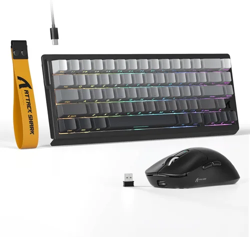 Vista 2 de ATTACK SHARK X68 HE - Teclado magnético con cable con combinación de mouse inalámbrico X3, teclado de disparo rápido de 8 KHz, precisión RT de 0.000