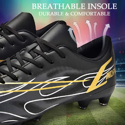 Vista 4 de HESBITEUL Zapatos de fútbol cómodos para hombre, para exteriores, interiores, para niños, para estudiantes de fútbol, zapatos deportivos de alta