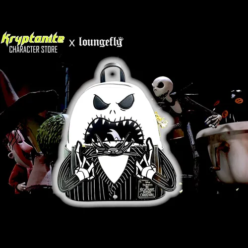 Vista 2 de Loungefly Exclusiva - Disney Nightmare Before Christmas Angry Jack Skellington Mini mochila, Negro -, Mini mochila