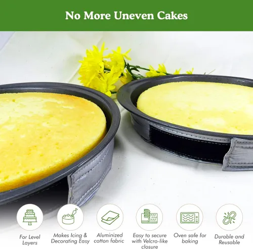 Vista 3 de Regency Wraps EvenBake CakeStrips, banda de algodón aluminizado con cierre seguro similar a velcro para crear capas húmedas y uniformes, paquete