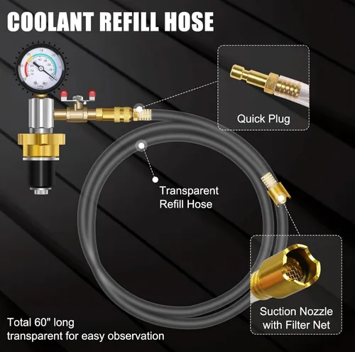Vista 6 de JIFETOR Kit de herramientas de recambio de refrigerante universal de tipo vacío para sistema de enfriamiento, negro Automotive Radiator Water Tank