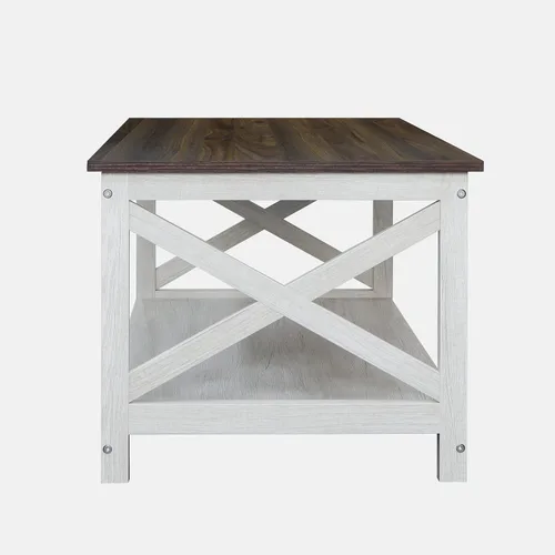 Vista 5 de Mesa de café Rainbow Sophia, mesa de café moderna de estilo casa de campo con almacenamiento de 2 niveles, 40 pulgadas, roble Sargent Washed Oak