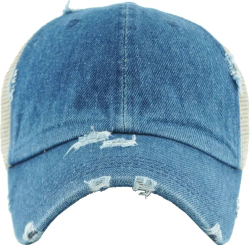 Vista 3 de MIRMARU Gorra de béisbol para mujer, de algodón lavado, con malla en la espalda, moño alto desordenado