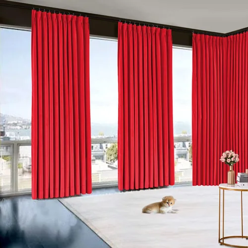 Vista 24 de Cortinas plisadas de doble pellizco extra largas sólidas de 2 pisos para ventana, sala, sala de teatro, oficina, sala, partición, atractivo Azul