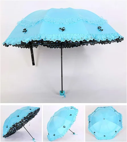 Vista 29 de Honeystore Paraguas plegable a prueba de rayos ultravioleta Princess Lace Parasol con cúpula anti-UV
