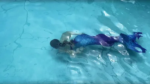 Vista 8 de DNFUN Colas de sirena para nadar para niñas, traje de baño de sirena con monoaleta