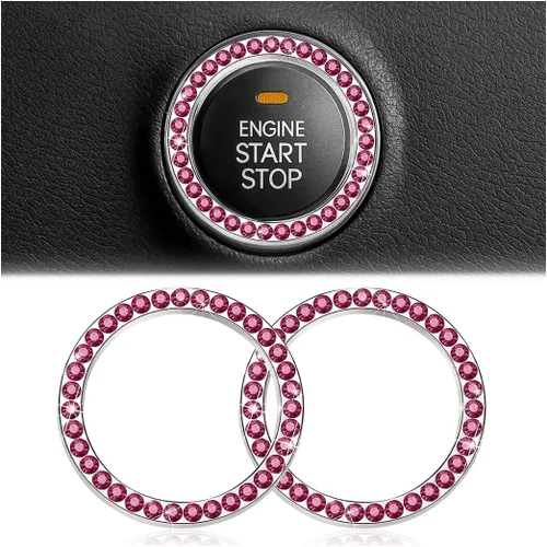 Vista 18 de Calcomanías de anillo de arranque de motor con diamantes de imitación de cristal, paquete de 2 unidades, cubierta / calcomanías para botón de Doble