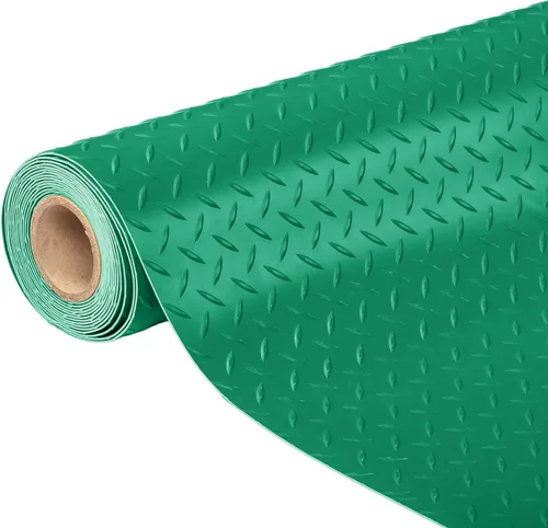 Vista 11 de TUFFIOM Tapete de garaje de 4 x 8 pies, placa de diamante grueso de PVC, rollo de suelo para debajo del automóvil, tapetes de estacionamiento