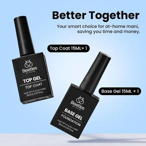 Vista 5 de Beetles - Juego de capa superior y base de gel que no se limpia para esmalte de uñas de gel 2pcs 0.5 fl oz Super Brillante y Larga Duración Soak