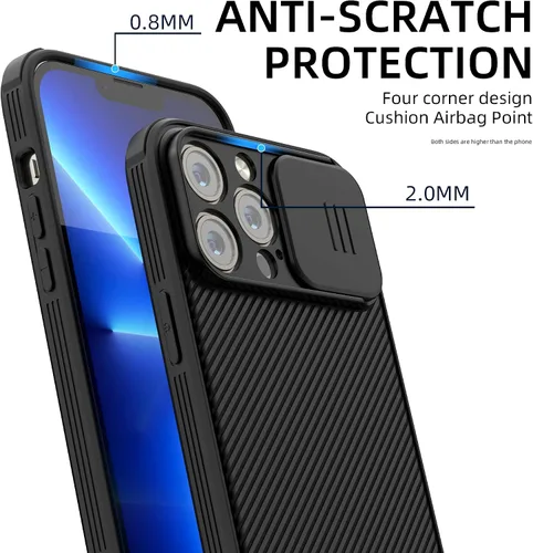 Vista 4 de Compatible con iPhone 13 Pro Max, funda para iPhone 13 Pro Max con cubierta deslizante para lente, funda magnética delgada para iPhone 13 Pro Max