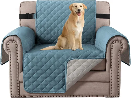 Vista 54 de H.VERSAILTEX Funda de sofá resistente al agua para sofá de 3 cojines, reversible, protector de muebles acolchado con correa elástica, funda de sofá