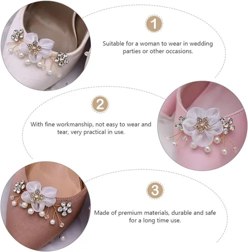 Vista 4 de Holibanna 1 par de hebilla de zapato decorativo flor zapatos accesorios para zapatos nupcial floral clip zapatos decoraciones elegantes zapatos
