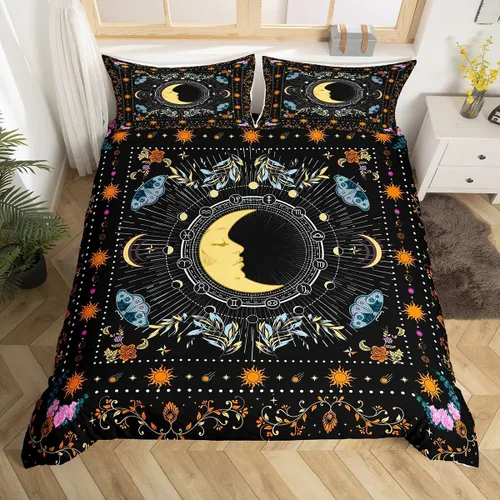 Vista 7 de Juego de funda de edredón de dibujos animados con lazo, tamaño individual, juego de ropa de cama a cuadros geométricos coloridos, decoración