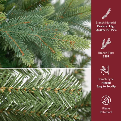 Vista 5 de SHareconn Árbol de Navidad artificial preiluminado de 4 pies con luces de Árbol preiluminado con 17 modos de luz, blanco cálido y luces