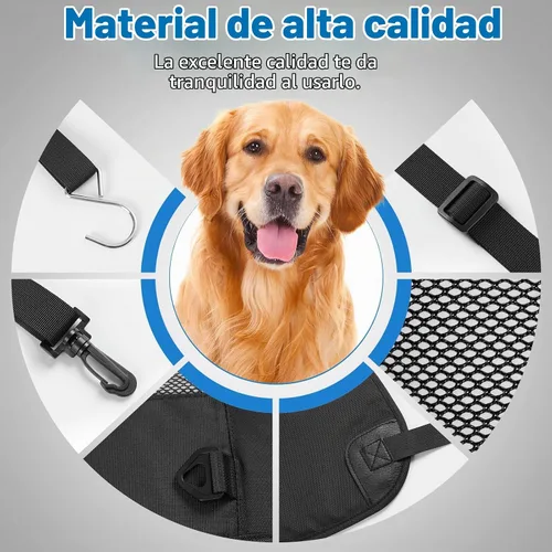 Vista 4 de Barrera de Asiento Trasero para Perros en Coche, Barrera de Nylon Acolchada y Duradera para Mascotas, Barrera de Viaje para Vehículos con 2 Ventanas
