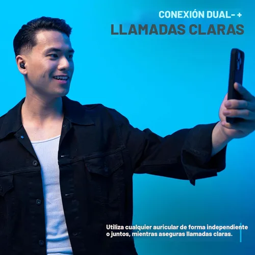 Vista 6 de JLab Go Air Pop+ Auriculares Bluetooth inalámbricos verdaderos en negro más puntas de auriculares mnemónicos de espuma de nube