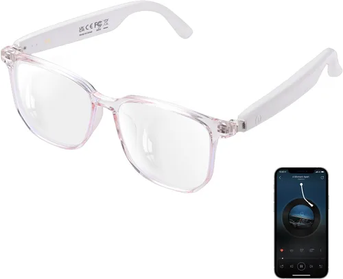 Vista 18 de Anteojos inteligentes con Bluetooth, IPX5 impermeables y anti-luz azul, anteojos de audio inteligentes con toque inteligente, altavoz de oído