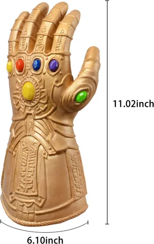 Vista 2 de Guante de mano de látex con luz LED regalo para Halloween y cosplay dorado