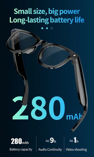 Vista 6 de Lentes inteligentes Bluetooth AI con cámara de 8 MP para hombres y mujeres, traducción en tiempo real, negro, asistente de voz AI integrado, control